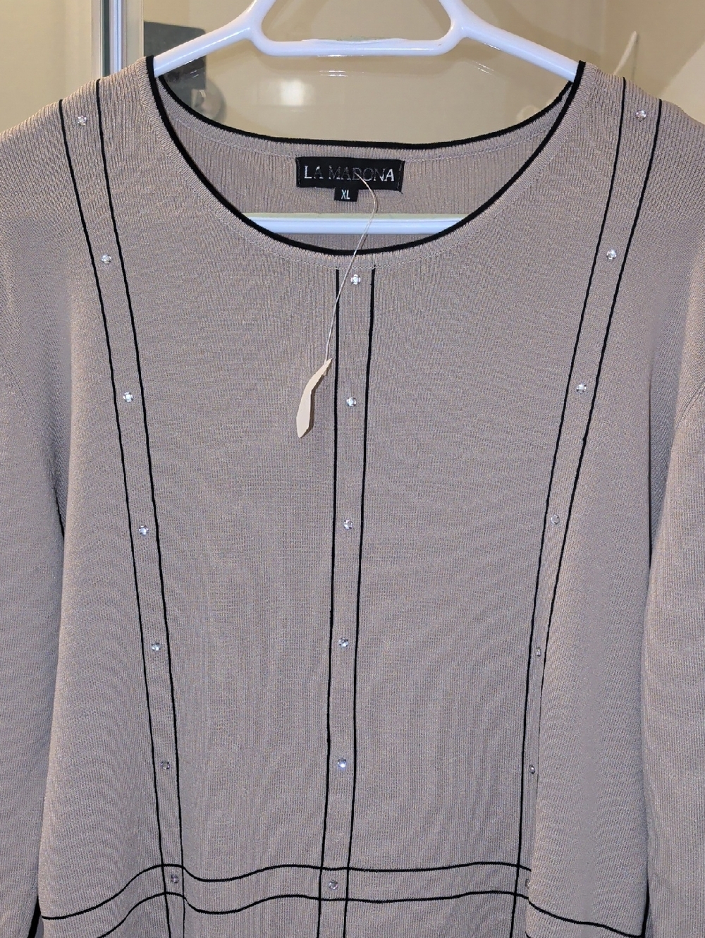 La Madona Embellished Rayon Blend Knit Sweater - Picture 3 of 9